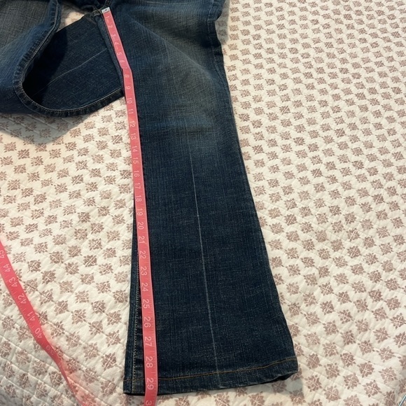 AG Adriano Goldschmied Angel Bootcut Stretch Distressed Jeans Dark Blue Size 27 - Picture 13 of 14